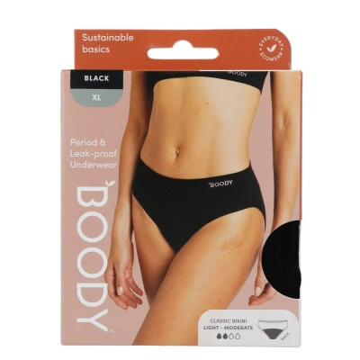 Afbeelding van Boody Menstruatieondergoed Bikinislip Zwart Licht / Normaal Maat XL 1ST