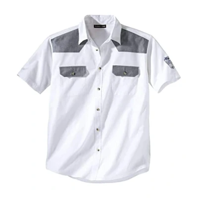 Afbeelding van ATLAS FOR MEN Herenhemd met korte mouwen, verkrijgbaar in grote maten van M tot 5XL, Details blauw chambray, XL