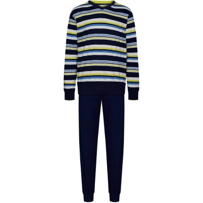 Afbeelding van Pastunette Pyjama Dusk Comfort Katoen Gestreept Blauw/Grijs Maat M