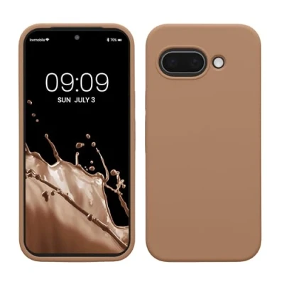 Afbeelding van kwmobile telefoonhoesje geschikt voor Google Pixel 9a Hoesje met siliconen coating Smartphone case in cappuccino