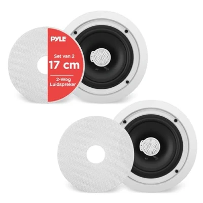 Afbeelding van Pyle PDIC60 Home Plafond Speaker Systeem Wandmontage Luidsprekers Paar 2 weg Midbass Woofer Wit, 6.5 Inch