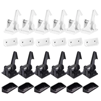 Afbeelding van 12 Pack Wit &amp; Zwart Kind Kastsloten, SACONELL Baby Proofing Veiligheid Onzichtbare Lade Latches, Sterke Lijm Eenvoudige Installatie, Kinderen Lock voor Cupboards, Keuken, Laden, Dressoir Deuren, Sluiting 6 White+6 Black