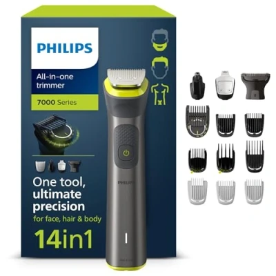 Afbeelding van Philips Multigroom 7000 serie All in One trimmer, 14 1 apparaat voor gezicht, hoofd en lichaam ultieme precisie, 21 lengtestanden (0,5 16 mm) (model MG7930/15)