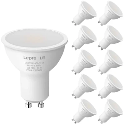 Afbeelding van Ledlampen, GU10, 5 W, 450 lumen, ledlichtbronnen, warmwit 2700K, stralingshoek 100, reflectorlampjes, 10 stuks