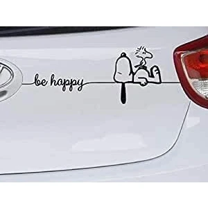 Afbeelding van Generic Snoopy Woodstock Be Happy Stickers 2 delig (zwart)