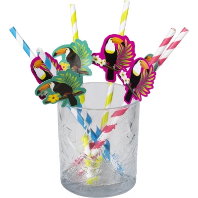 Afbeelding van Rietjes Hawaii Toekan papier 20cm 6 stuks
