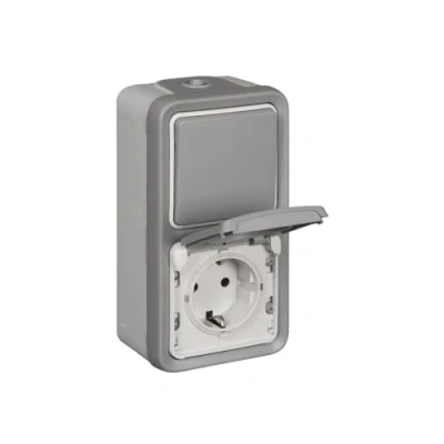 Afbeelding van Legrand wandcontactdoos plexo ip55 2 voudig compleet verticaal 069746
