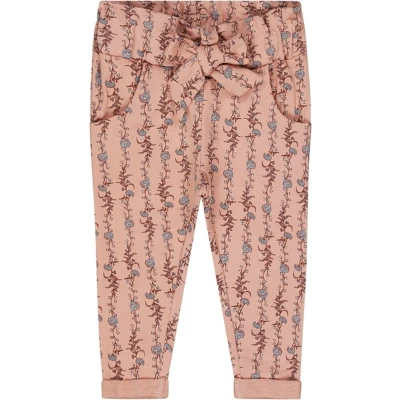 Afbeelding van Dirkje high waist relaxed broek met all over print lichtroze/bruin