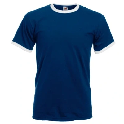 Afbeelding van Fruit Of The Loom Heren Ringer T shirt Met Korte Mouwen (Marine/ Wit) Maat S