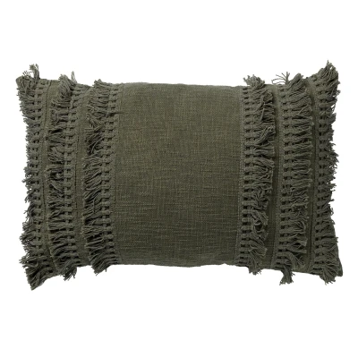 Afbeelding van Dutch Decor FARA Sierkussen 40x60 cm 100% katoen met franjes Chive groen