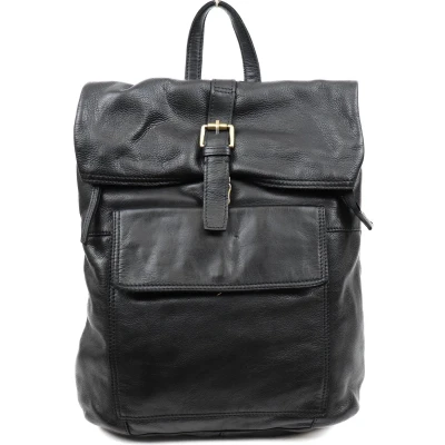 Afbeelding van Bear Design Rina Leren Rolltop Laptoprugzak 14 inch Zwart