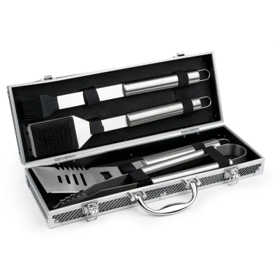 Afbeelding van Leopold Vienna Barbecuegereedschap 4 delige set in grillkoffer bbq accessoires