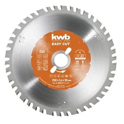 Afbeelding van kwb Cirkelzaagblad 250 x 30 mm, Made in Germany, nagelbestendig, voor hout met metalen resten, universeel zaagblad bijv. metalen, en kunststof