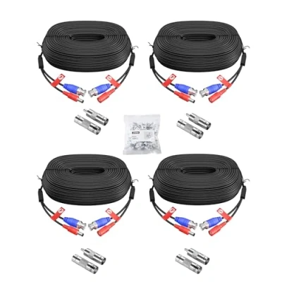 Afbeelding van ZOSI 4x 30 Meter BNC Videokabel CCTV Verlengkabel met RCA Adapter voor DVR Bewakingscamerasysteem, Zwart