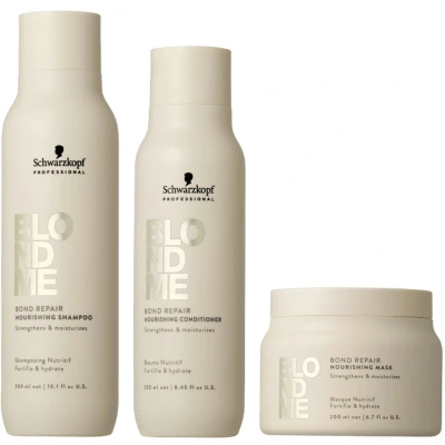 Afbeelding van Schwarzkopf BlondMe Bond Repair Nourishing Shampoo 300ml + Conditioner 250ml Mask 200ml bundel/set/pakket