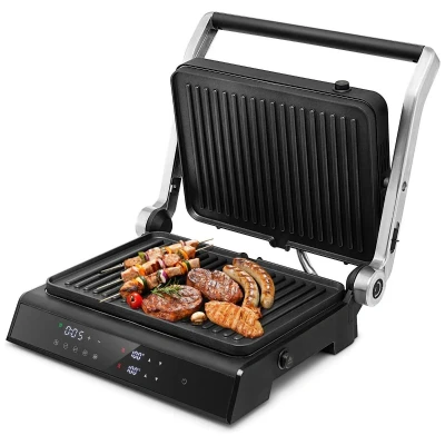 Afbeelding van Costway XL Contactgrill Sandwichmaker Elektrische Grill Multigrill Tafelgrill met Led Display 230 C Antiaanbaklaag Zwart