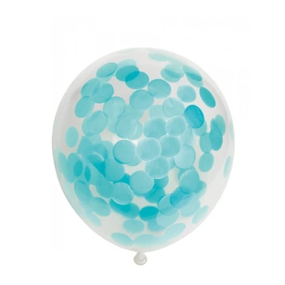 Afbeelding van Ballonnen met lichtblauwe confetti 6 stuks