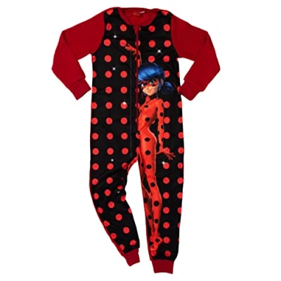 Afbeelding van Miraculous Ladybug Onesie Pyjama / Jumpsuit Huispak Rood/Zwart Maat 110/116