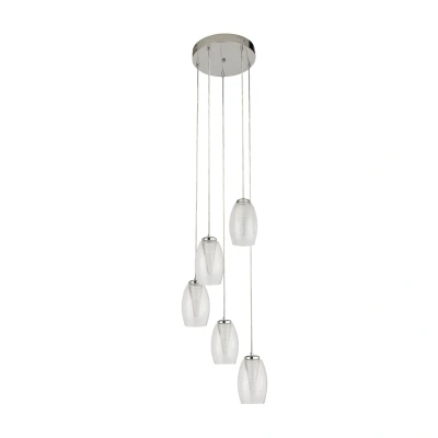 Afbeelding van Searchlight 5 lichts vide hanglamp Cyclone grijs 97291 5CL
