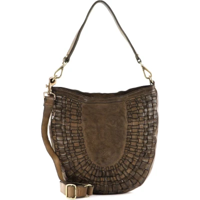Afbeelding van CAMPOMAGGI Leren Schoudertas Shoulder Bag Verde Militare Olijfgroen