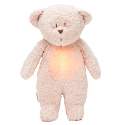 Afbeelding van Moonie knuffelbeer met nachtlamp en geluid rose natur 28 cm
