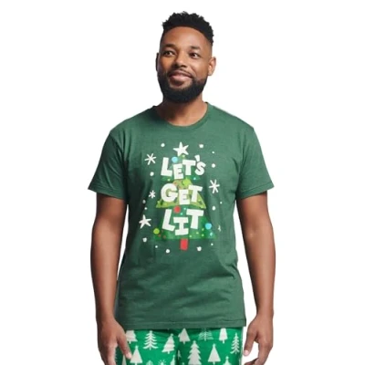 Afbeelding van Little Blue House Pyjama met korte mouwen voor heren, pyjama, Kerstbomen, klein, S