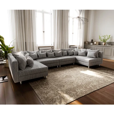 Afbeelding van Couch Clovis XL lichtgrijs structuurweefsel modulair woonlandschap