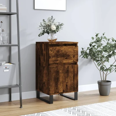 Afbeelding van Dressoir 40x35x70 cm bewerkt hout gerookt eikenkleurig