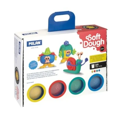 Afbeelding van Milan Koffer van 4 x 115 g Zacht deeg met gereedschap &#039;Fun Face&#039; Veelkleurig (FACTIS, S.A. 913304HF)