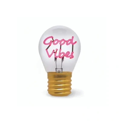 Afbeelding van Legami Tafellamp in gloeilampvorm, oplaadbaar met USB kabel, draadloos, Bulb Fiction, thema Good Vibes, 6,8 x 10,3 cm