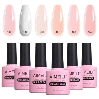 Afbeelding van AIMEILI Clear Builder Gel 2 in 1 Nail Extension Base Nagellak Set UV LED Gellack Soak Off Enhancement voor Nagels Gebouw, Versterking Manicure 6 X 10ml Gift Kit 36