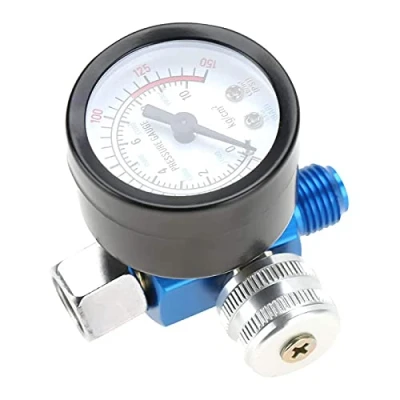 Afbeelding van Akozon Luchtdrukregelaar, 1/4 spuitpistool luchtdrukregelaar manometer pneumatisch gereedschap accessoires
