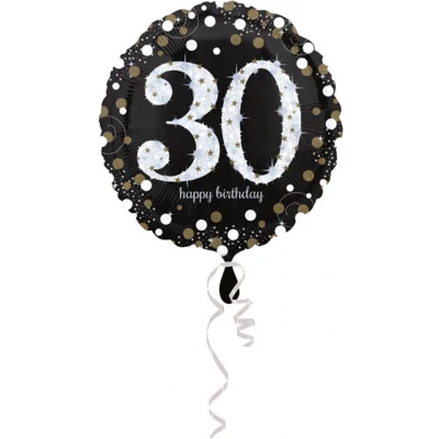 Afbeelding van Folie ballon Sparkling zilver goud 30 jaar.