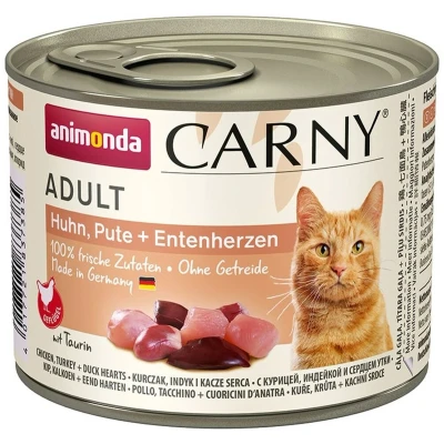 Afbeelding van 6x200g Adult Kip, Kalkoen &amp; Eendenhart Animonda Carny Kattenvoer