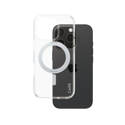 Afbeelding van PanzerGlass Hoesje Geschikt voor iPhone 16 Pro CARE Kickstand Case MagSafe Zilver