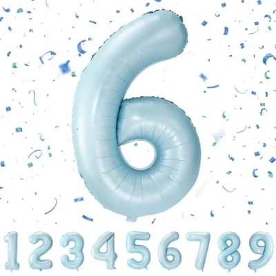 Afbeelding van Balloon verjaardag cijfers blauwe ballon 6 jaar folieballon 6e voor meisjes jongens in 40&quot; verjaardagsdecoratie kinderverjaardag cijfer decoratie vliegt met