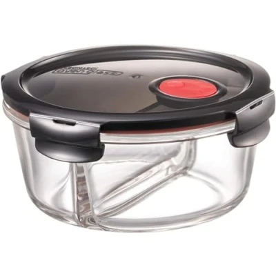 Afbeelding van Lock &amp; Vershouddozen van glas, rond, met deksel en inzetstuk voor oven, magnetron om in te vriezen, 900 ml