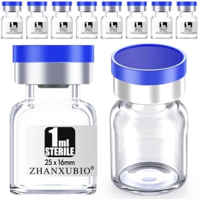 Afbeelding van ZHANXUBIO Steriele lege flesjes met zelfgenezende injectiepoort en aluminium plastic dop, steriel pakket (1 ml helder 10 stuks)