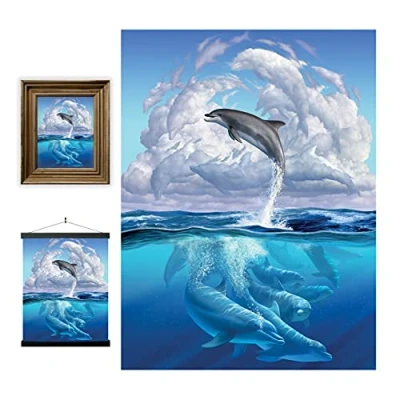 Afbeelding van 3D LiveLife Lenticulaire Kunstafdrukken aan de muur Dolfijn Symfonie van Deluxebase. Niet ingelijste Oceaan Poster. Origineel kunstwerk onder licentie bekende kunstenaar Jerry LoFaro
