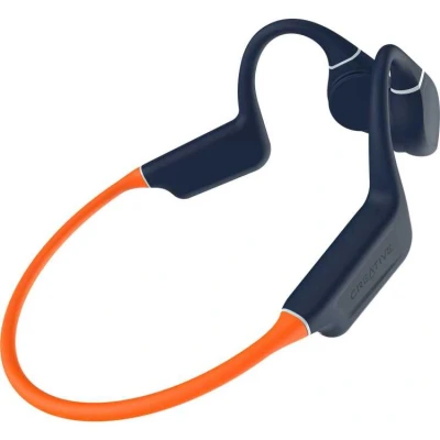 Afbeelding van Creative Outlier Free Pro+ Bone conduction IPX8 sport hoofdtelefoon met Bluetooth 5.3, verstelbare conducties, geintegreerde 8 GB MP3 speler, tot 10 uur batterijduur, microfoon,waterdicht (blauw en oranje)