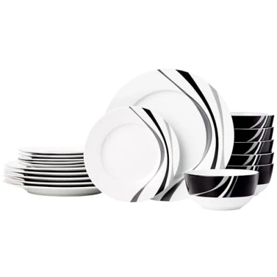 Afbeelding van Amazon Basics Servies voor 6 personen, 18 stuks, wervels