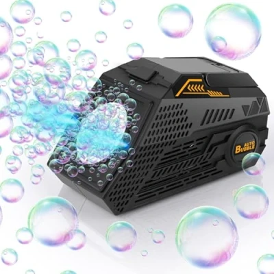 Afbeelding van Euakee Bellenblaasmachine, automatische bellenmaker, 16.000+ bubbels/min, draagbare blaasmachine met oplaadbare accu, elektrisch bubbelspeelgoed voor bruiloft, verjaardag, festival party