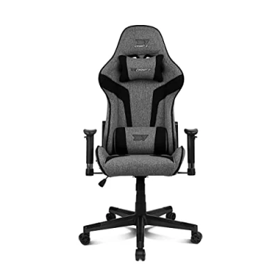 Afbeelding van DRIFT Gaming Chair DR90 DR90DGB Professionele Stoel, ademende stof, gestoffeerde 2D armleuningen, versterkte nylon basis, klasse 4 zuiger, kantelen, lumbaal/cervicaal kussen, grijs/zwart