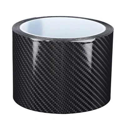 Afbeelding van Qiilu Rol van koolstofvezel, zwarte autodeurrandbescherming, folie, zwart (7 cm x 3 m)