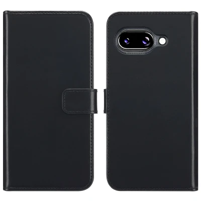 Afbeelding van Google Pixel 9A Hoesje Echt leder Selencia Bookcase Zwart Telefoonhoesje
