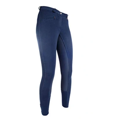Afbeelding van HKM Rijbroek Basic Belmtex Grip 3/4 Zitvlak Donkerblauw 158