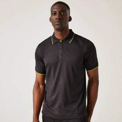 Afbeelding van Regatta Navigate Short Sleeve Polo RG264 Black/Lime XL