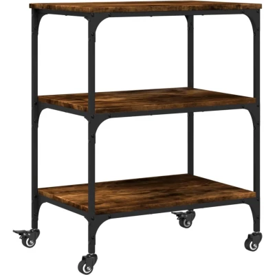 Afbeelding van vidaXL Keukentrolley 60x41x76 cm bewerkt hout gerookt eikenkleurig
