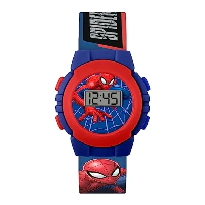 Afbeelding van Spiderman Digitale Quartz Horloge voor jongens met plastic band SPD4972, Blauw en rood