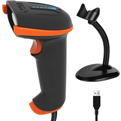 Afbeelding van Tera 1D 2D QR bekabelde barcodescanner, USB 2.0, CMOS barcodelezer voor scherm met houder/standaard, D5100Y Z